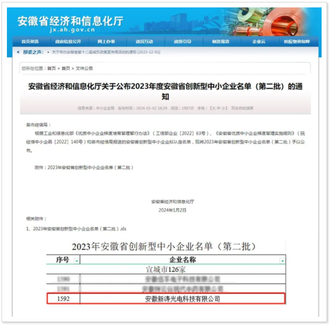 安徽U8国际入选“2023年度安徽省创新型中小企业”